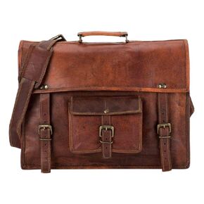 Brown Leather Messenger Bag for Laptop Handmade Briefcase Satchel Mens Crossbody Laptop Bag (11x15 Inches)