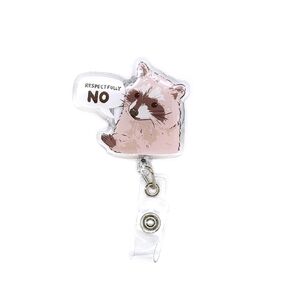 Raccoon Badge Reel Respectfully No Meme Joke Funny Acrylic Epoxy Finish Belt Clip for Nurses Doctors Medical Professional Teacher Student Employee ID Card Accessory for Men and Women