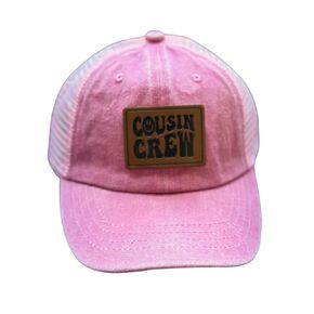 Cousin Crew Leather Patch Cap, Cousin Matching Hats, Cousin Crew Caps For Cousin Camping, Vacation, Cute Cousin Matching Hats For Kids, Toddler Boy Or Girl (Gray/White Mesh)