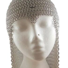 aluminum chainmail coif aluminum butted chainmail hood anodized chainmail head scarf (large) large chainmail coif medieval coif knight coif anodized aluminum coif
