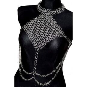 Chainmail top costume Metal mesh top costume Cosplay chainmail top Festival chainmail top Anodized metal top costume Chainmail bralette Chainmail crop top Chainmail halter top