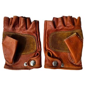 Vintage Leather Fingerless Short Gloves - Breathable Summer Design (Medium)