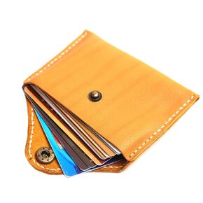 Business Card Holder, Handmade Leather Card Wallet,Genuine Leather Front Pocket Minimalist Card Case(Yellow)