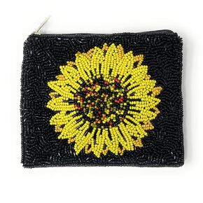 Sunflower Beaded Purse Pouch, Small Wallets, Beaded Coin Purse, Sunflower Gifts, Small Pouch, Birthday Gifts, Gift Card Pouch, Mother's Day Gifts