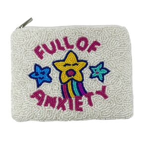 Full of Anxiety Coin Purse Pouch, Small Wallets, Beaded Coin Purse, Small Pouch, Birthday Gifts, Gift Card Pouch, Beaded Pouch, Tween Girl Gifts