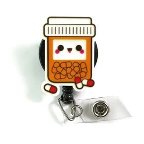 Pill Bottle Badge Reel, Pharmacy Badge Reel, Nurse Badge Reel, Cute Pharmacy Tech Gifts, Pharmacist Badge Reel, Happy Pill Bottle Rx Badge, Pharmacist Gifts