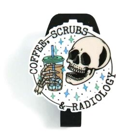 Funny MRI Safe Retractable Badge Reel - Coffee, Scrubs and Radiology MRI Tech Badge Clip, Radiology Tech Badge Holder, Radiologic Tech Week Gift, MRI Tech Gifts