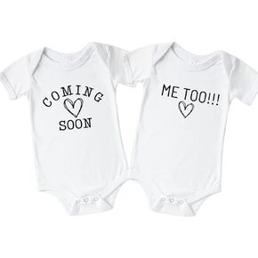 Coming Soon Me Too Funny Twin Baby Announcement Onesie, Twins Pregnancy Announcement For Grandparents, Surprise Husband Baby Reveal, Rainbow Baby Announcement Onesie.