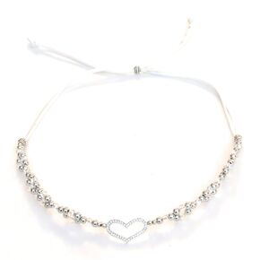 Western Sweetheart Cowgirl Heart Hat Band Rhinestone Crystal Silver Metal Bead Hatband Jewelry Adjustable One Size Gift Boxed