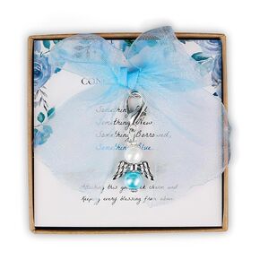 Something Blue Gift for Bride Bridal Shower Wedding Gifts for Bride to Be with Bouquet Angel Charm and Wedding Card as Bridal Jewelry Set Bridesmaid gifts Bride Accessories from Mom Friends