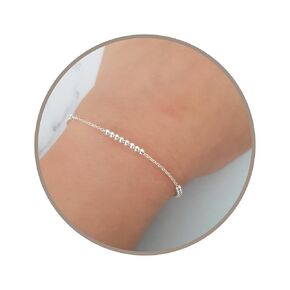 Annika Bella Sterling Silver Bracelet for Women With Beads, Silver Beaded Chain Bracelet, Minimalist Dainty Silver Bracelet, Layered Silver Bracelet