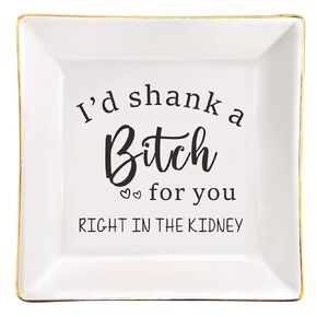 Funny Birthday Gifts for Women, Friend Gifts for Women, Funny Friendship Gift for Bestfriend, Coworker, Soul Sister, BFF, Besties, Cute Ceramic Ring Jewelry Dish for Women Funny Gifts Ideas