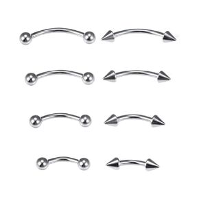 14G 4Pairs Eyebrow Piercing Jewelry Surgical Steel Curved Barbell Tiny Eyebrow Ring Vertical Labret Lip Jewelry Ear Rook Navel Small Belly Button Ring for Women Men 6mm/8mm/10mm/12mm