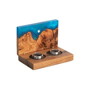 PIANO - Aqua Blue Wedding Ring Box - Ring Holder for Wedding Ceremonies – Luxury Double Ring Bearer with Pillow