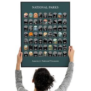 63 United States National Park Scratch Off Map, 12x16" National Parks Map Tracker, US National Park Checklist Poster, Hiking Gifts, National Parks Gifts, National Park Decor, Travel Map Scratch Off