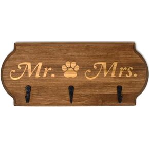 C&M Personal Gifts-Key Holder for Wall - Dog Leash Holder - Mr. and Mrs. Sign - His and Hers Sign - Leash Hook - Key Hanger