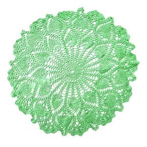 BIBITIME Lace Placemats Table Doilies Round Handmade Crochet Doily Kitchen Coffee Cup Mug Mats Dinner Place Mats (16 to 17.5 inches-1PCS, Deep Blue)