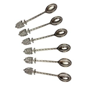 Authentic Ottoman Patterned Turkish Motif Metal Spoon - Ethnic Gift for Coffee and Tea Lovers (Silver)