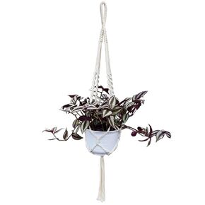 Plant Hanger, Indoor Hanging Planter Basket, Beads Decorative Flower Pot Holder, for Indoor Outdoor Boho Home Decor 35 Inch, Ivory (POTS NOT Included)