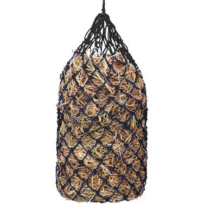Kwik Pets Heavy Duty Hay Bags for Horses, Goats, Cows, Donkeys, Made from Durable Nylon Rope, 42" Size & 1.75" Feed Holes, Hay Nets for Horses Supports Digestive Health & Reduces Waste, Black Color