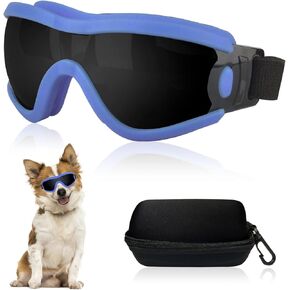 Dog Goggles Small Breed Dog Sunglasses with Adjustable for UV Protection Eyewear Doggy Doggie Puppy Glasses Anti-Fog Wind Dust Snowproof (Black Frame Transparent Lens)