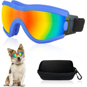 نظارات ميتوباتي للكلاب الصغيرة من السلالات الشمسية مع قابل للتعديل للحماية من الأشعة فوق البنفسجية، نظارات للكلاب والكلاب والجرو مضادة للضباب والرياح والغبار والثلج (عدسة حمراء بإطار وردي) in Kuwait