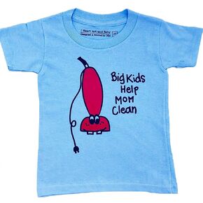 Big Kids Help Mom Clean - Funny Toddler Shirt, Vacuum Shirts for Boys, Mommy's Little Helper, I Love To Clean Shirts, Childrens Clothing, Short Sleeve (Size 3T, Blue)