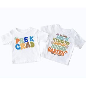 3-6T Kids Cute Saying So Long Pre K It's Been Fun Look Out Kindergarten Here I Come Back To School Pre-K Grad Shirt (5-6 Years, Pre-K Grad Printed Shirt)