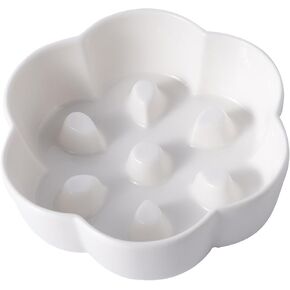 وعاء تغذية بطيء للقطط من السيراميك شديد التحمل، أطباق ضحلة وواسعة للقطط، طبق تغذية على شكل زهرة لطيفة وخالي من الإجهاد للقطط الصغيرة والحيوانات الأليفة الجافة والرطبة in Kuwait