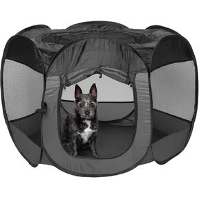 Furhaven Portable Dog Playpen Cat Tent, Pet playground/kennel foldable indoor outdoor zippered puppy crate - Gray, Extra Large