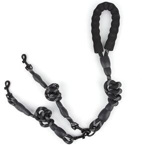 Double Dog Leash, 360 Swivel No Tangle, Shock Absorbing Bungee, for 2 Large Dogs 25-150 lbs (Green)