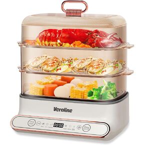 Electric Food Steamer for Cooking, 15QT Vegetable Steamer with 3-Tier Stainless Steel Trays, 1200W Electric Steamer for Fast Simultaneous Cooking, 24H Delay Start, Auto Shut-Off, BPA-Free