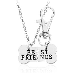 Best Friend Necklace Keychain Set for 2 Dog Bone Tag Necklace Friendship BFF Dog Gifts Best Friend Necklaces Gifts for Dogs