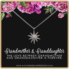 Grandmother & Granddaughter • Unique Gift for Grandma • Infinite Love • Silver • Intentional Keepsake Jewelry - Large CZ Starburst Necklace 14k Gold