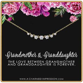Grandmother & Granddaughter • Unique Gift for Grandma • Silver or Gold • Intentional Keepsake Jewelry - 7 Crystal Necklace 14k Gold