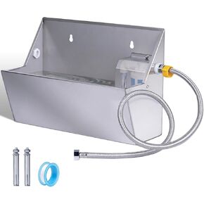 Automatic Water Dispenser for Dog 2.1Gal Water Bowl 304 Stainless Steel Outdoor Automatic Waterer with Auto Fill Water Float Valve 3.2Ft Water Hose for Livestock Horse Chicken