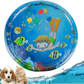 Sensory Water Play Mat for Cats, Water Tummy Time Mat, Tummy Time Water Play Mat, Water Sensory Playmat with Fish for Pet Play, Keeping Cats Entertained, Pet Cooling Mat for Summer (StyleA / 42IN)