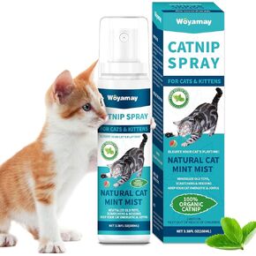 Catnip Spray for Cats, Catnip Spray for Indoor Cats, Catnip for Cats and Kittens, Natural Catnip, Mess-Free Kitten Catnip Mist Spray to Relieve Stress, Revitalizes Toys & Vitality, 3.38 Oz
