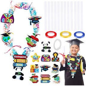 Candy Leis للتخرج 2024، 12 قطعة من أنابيب Candy Lei مقاس 2.8 × 51 بوصة مجموعة أدوات صنع حلوى التخرج مع شريطين ملونين شبكة حلوى Lei لهدايا حفلات التخرج في رياض الأطفال in Kuwait