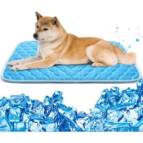 MARUNDA Dog Cooling Mat, Breathable Washable Cooling Pad for Dog, Portable Pet Cooling Mat for Outdoor, Provide Comfortable and Cooling Mat in Summer. (Blue, 40 X 28 in)