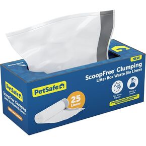 PetSafe ScoopFree Automatic Cat Litter Box Waste Bin Liners – Drawstring Litter Box Liner for ScoopFree Self Cleaning Clumping Litter Box and ScoopFree SmartSpin Litter Box – Easy Cleanup, 25 Count