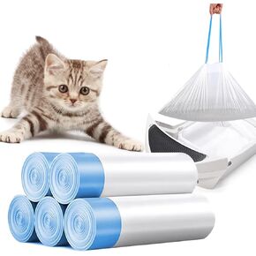 Cat Litter Bags with Drawstring 100 Count, 10-12 Gallons of Capacity eplacement Waste Bags for Litter Box Robot 3/4 Waste Drawer Liners-25" x 15.7"