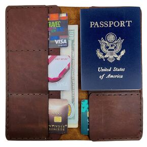 Passport Holder Full Grain Leather Cover Case Travel Wallet Holds Field Notes credit cards Cover Wallet, Gift for Traveler, Passport Case, Gift for Him or her, Gift for Couple Unique Dark Brown 8.5''