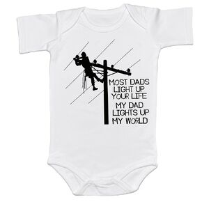Funny Baby Boy Girl Bodysuit Most DAD Light UP YOUR Life My DAD Lights UP My World Onesie New Dad Father’s Day Gift (0-6 Months, Letter Print-Bodysuit)