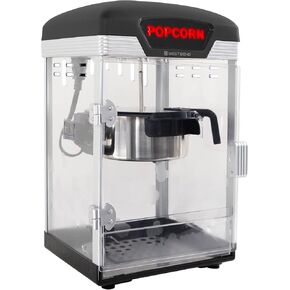 West Bend Stir Crazy Movie Theater Popcorn Popper, Gourmet Popcorn Maker Machine with Nonstick Popcorn Kettle and Popcorn Scoop for Popcorn Machine, 4 Qt., Black