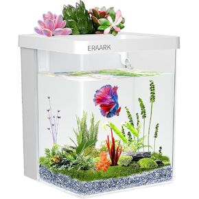 Smart Aquarium kit 1.5 Gallon Betta Fish Tank self Cleaning, Supports Bluetooth, Fish Tank with Filter LED Light, Water Pump, Fish Tank Starter Kits (Betta Fish Tank)