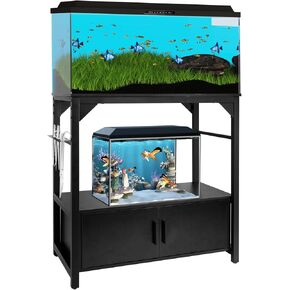 Aquarium Stand 20-29 Gallon, 29 Gallon Fish Tank Stand with Aquarium Tools Organizer, 3 Tier Breeder Tank Stand with Storage Cabinet, Heavy Duty Metal Frame for 20 - 29 Gallon Long Aquarium