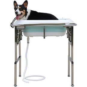 Dog Bathtub and Elevated Collapsible Portable Wash Station for Small and Medium Dogs Cats Pets Bathing Shower Grooming (Medium)