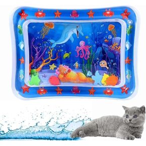 سجادة لعب حسية سميكة للمياه للقطط، سجادة لعب بمستشعر للمياه، سجادة لعب بمستشعر للمياه مع سمكة للعب مريح ورائع للحيوانات الأليفة (مربع) in Kuwait