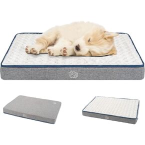 EMPSIGN Dog Bed Mat 30 Inch Reversible Warm & Cool,Washable Dog Crate Bed with Egg Crate Foam Support, Pet Sleeping Mat for Large Medium Small Dogs, Fluffy Kennel Pad(Brown)